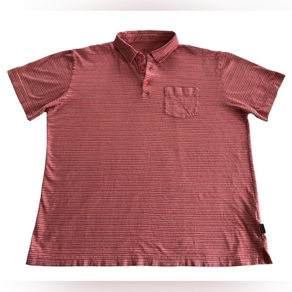 PATAGONIA Polo Shirt Mens XL Pink/Red Striped Short Sleeve Cotton - Picture 3 of 9